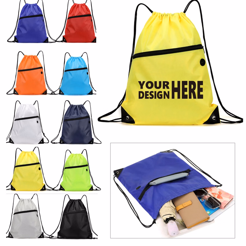 Drawstring Backpack w/ Zipper