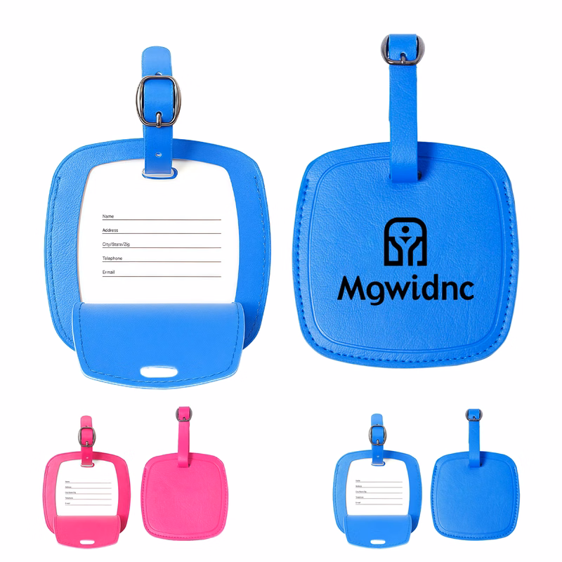 Small Stylish PU Leather Luggage Tag - Modern Minimalist Portable Anti-Loss Card Holder