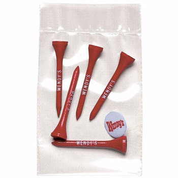 Pro Elite Poly Bag Pack w/ Five Golf Tees & 1 Ball Marker