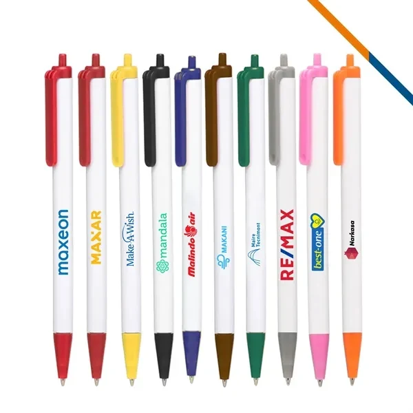 Custom Plastic Click Ballpoint Pen — Ergonomic Conference & Office Gift, custom pen with logo imprint 1