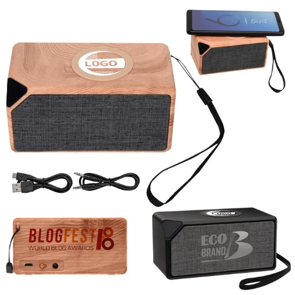 2 in 1 Boost Wood Grain Wireless Charger Bluetooth Speaker 1