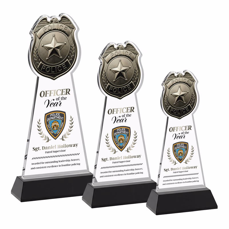 Police Badge VividPrint™ Award on Hartford Base - Black