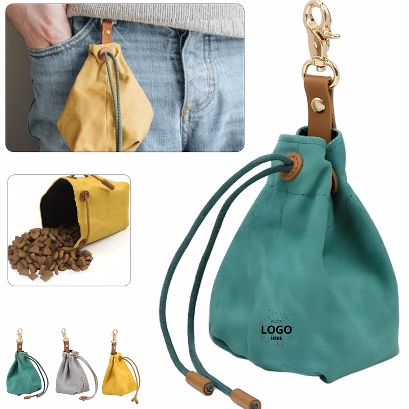 Drawstring Puppy Snack Pouch with Clip