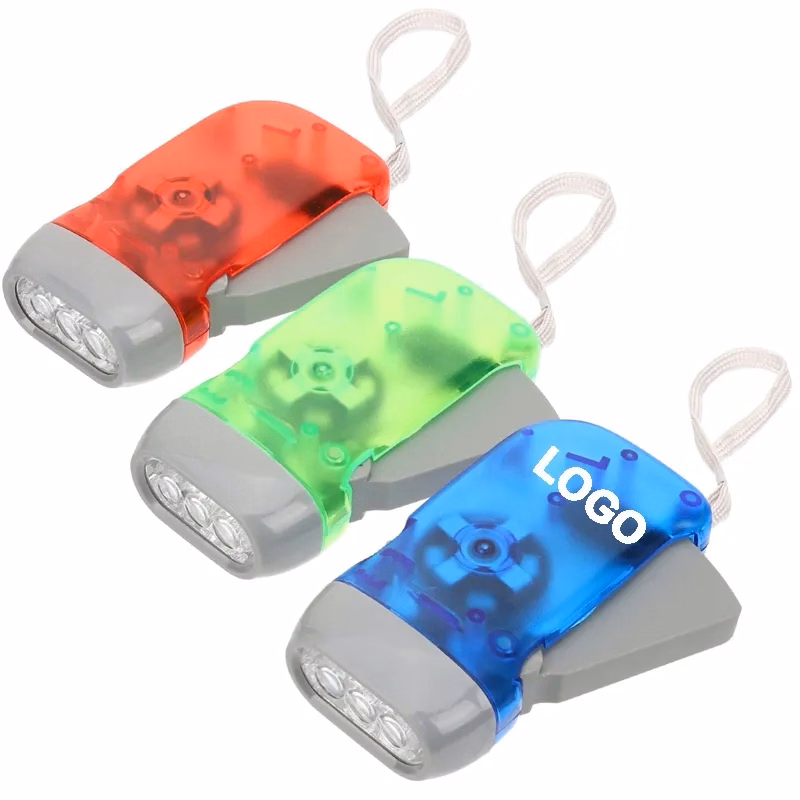 3 Led Hand Press Wind Up Torch