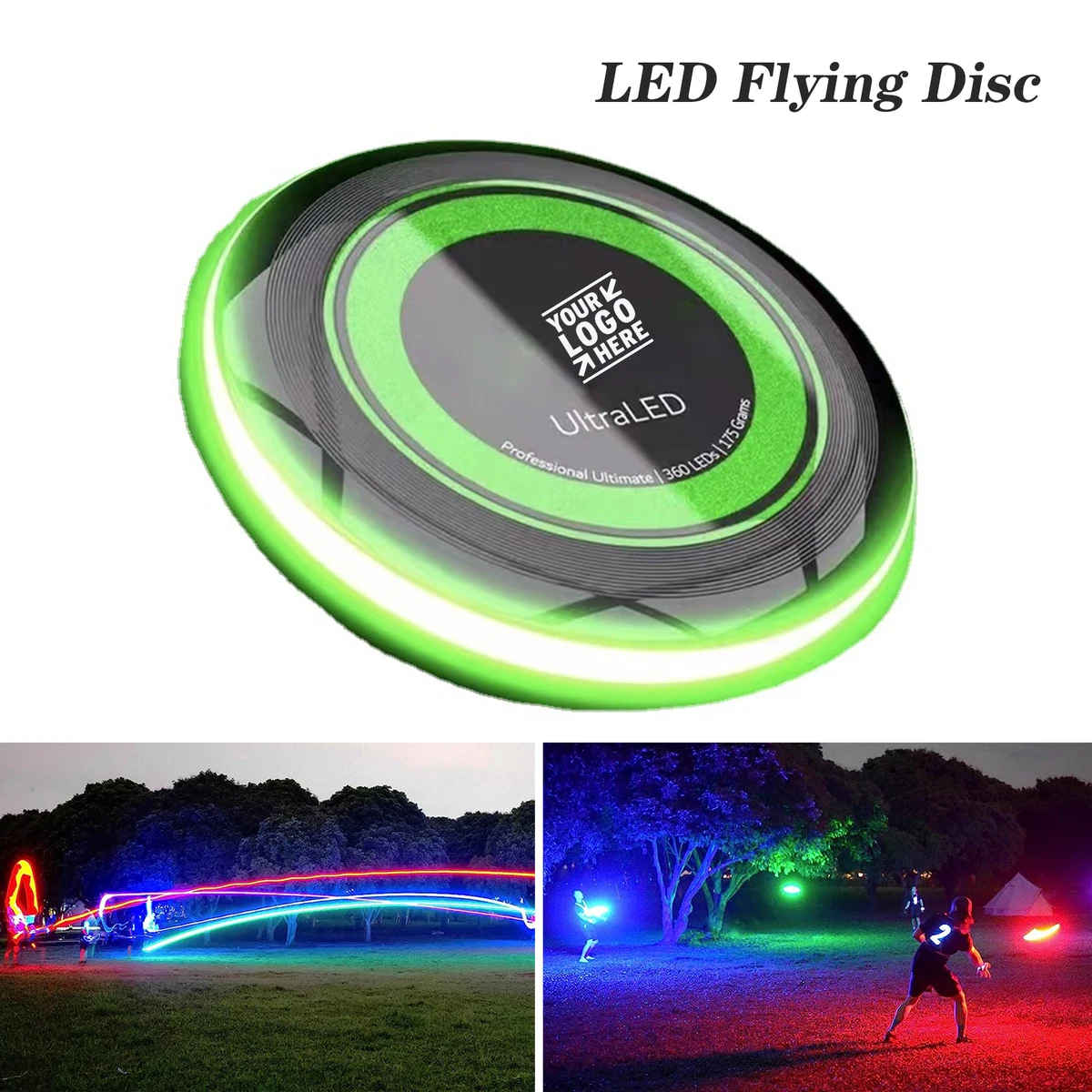 Patent-Pending Extremely Bright Smart Auto Light Up Rechargeable 175g LED Flying Disc 1