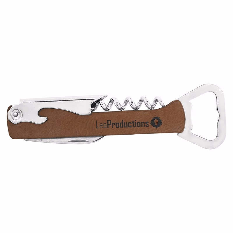 Dark Brown Leatherette Wine Bottle Opener
