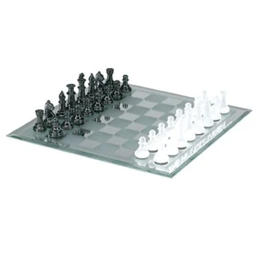 13.7" Black & White Mirror Chess Set 1