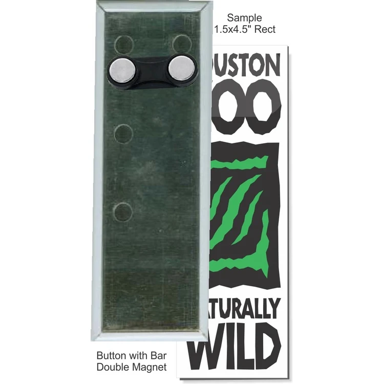 Bar Double Magnet 1 1/2 Inch X 4 1/2 Inch Rectangular Button 1