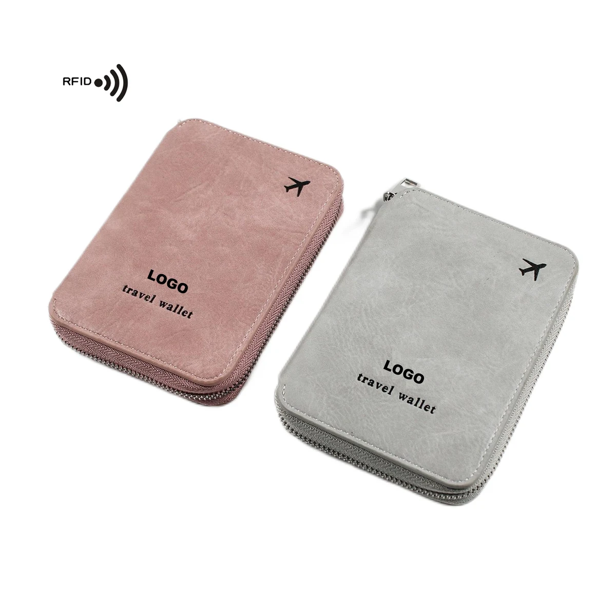 Leather Passport Wallet with Zipper (direct import), custom luggage tag with logo imprint 1