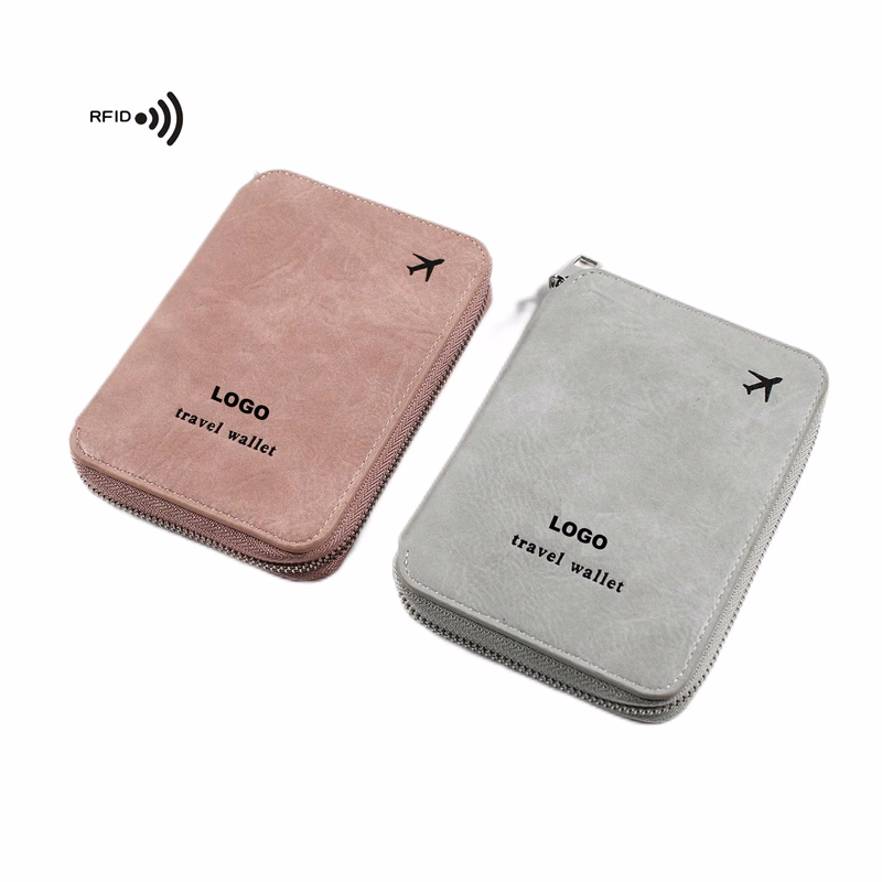 Leather Passport Wallet with Zipper (direct import)