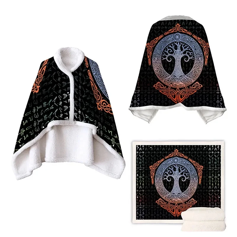 Fleece Wearable Blanket Poncho Throw With Buttons 1