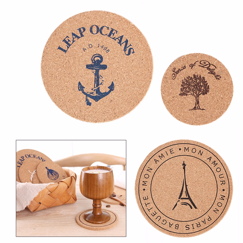 Circular Cork Beverage Mat Coasters