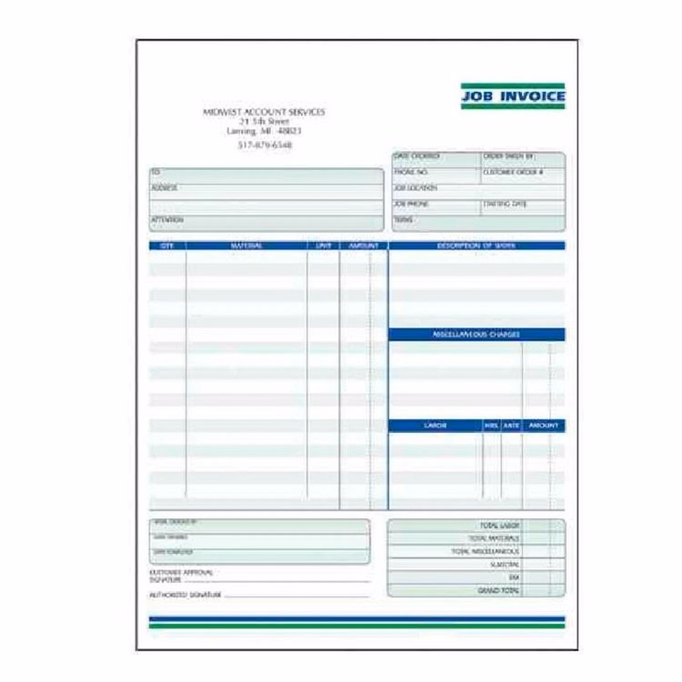 8 1/2" x 11" Two sides, three sheet, Custom Printed NCR Forms