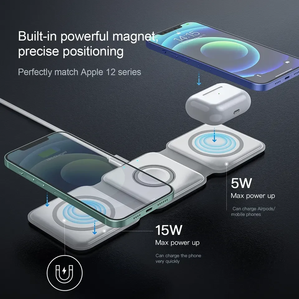 3 in 1 Foldable Magnetic Fast Wireless Charging Pad 1