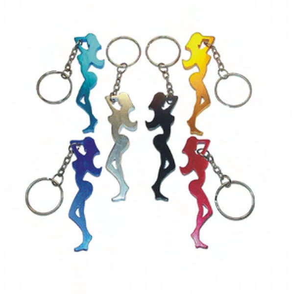 Fine figure of a woman shape bottle opener with key chain. 1