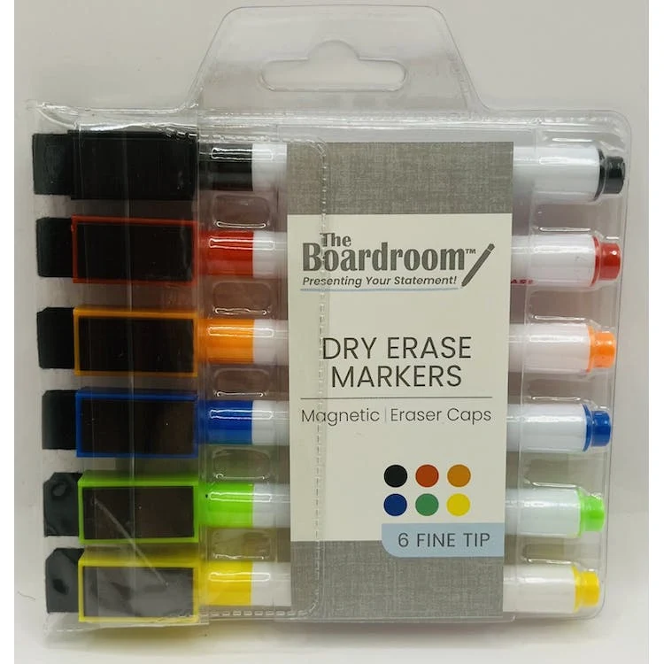 Dry Erase Markers - Magnetic Eraser Caps 6 Colors 1