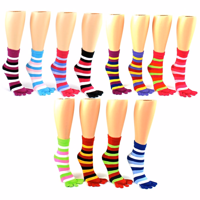 Women's Toe Socks - Striped Size 9-11