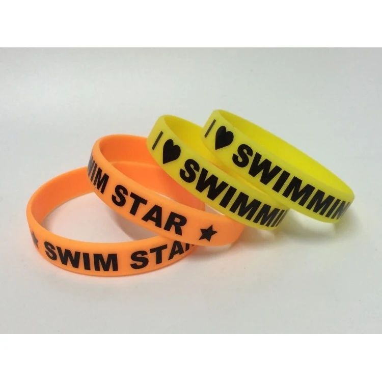 Silicone Rubber Wristband Sports Bracelet with Silk Printing Logo 1
