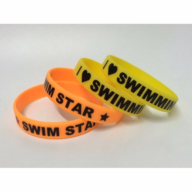 Silicone Rubber Wristband Sports Bracelet with Silk Printing Logo