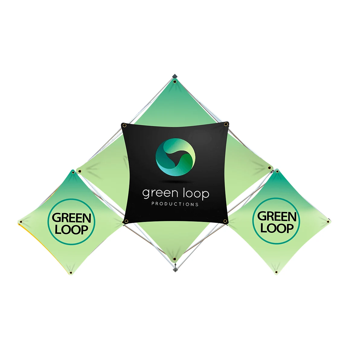 Floor Standing Grid Banner - 6 Quad Pyramid 1