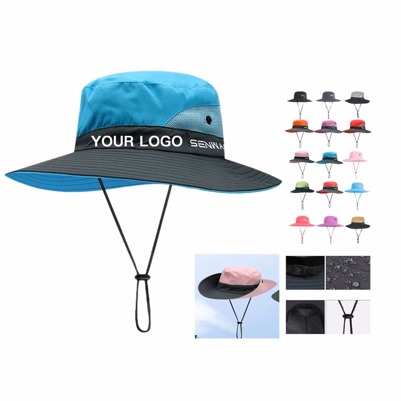 Polyester Sun Hat with Adjustable Strap and Ponytail Hole