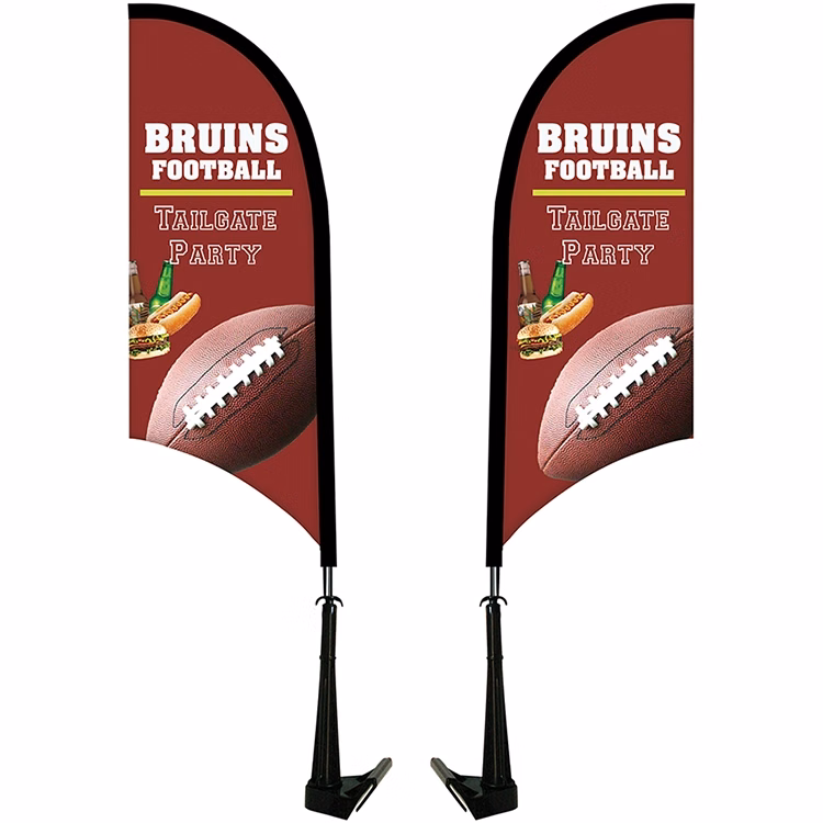 Double Sided Portable Half Drop Car Flag - Non-Adjustable Base