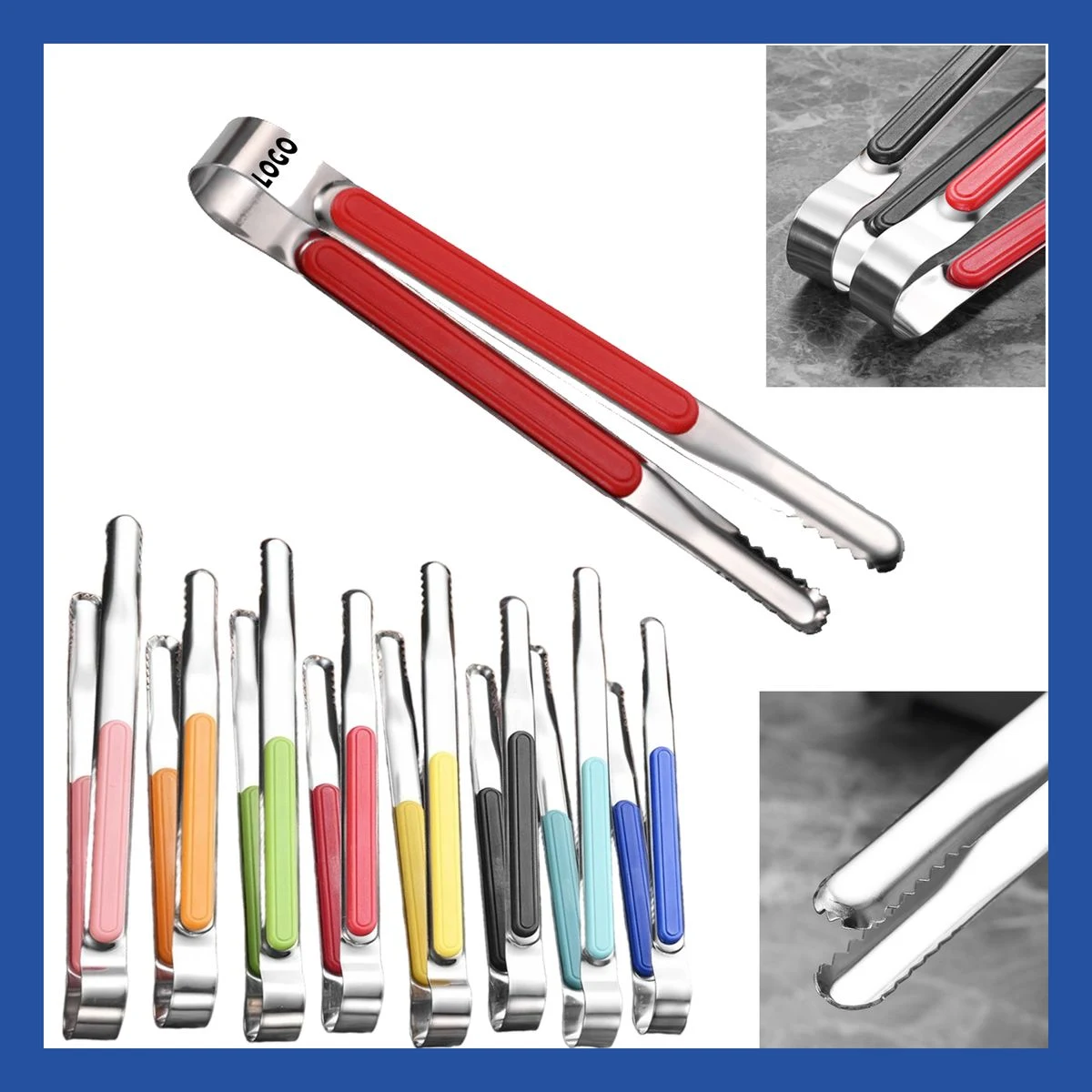 7.7"??0.6" Stainless Steel Barbecue Tongs 1