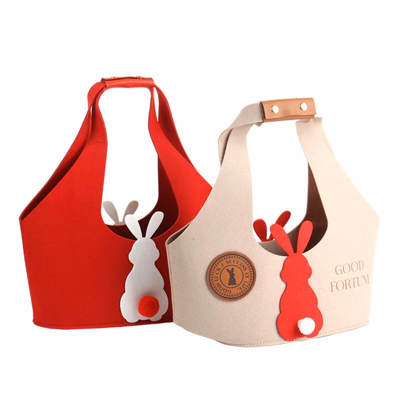 Cute Bunny Cartoon Felt Tote Bag