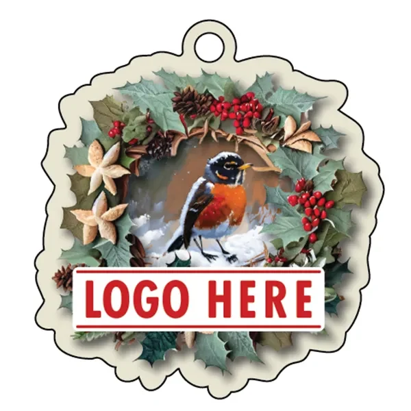 Full Color Acrylic Ornament - Wreath with Bird 1