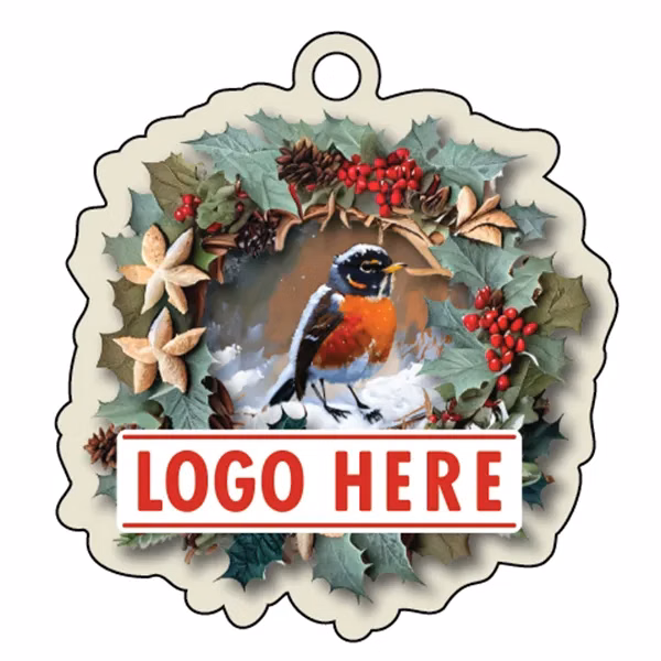 Full Color Acrylic Ornament - Wreath with Bird