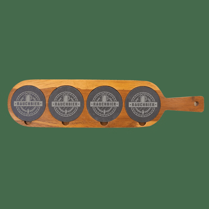18 1/2" x 4 1/4" Charcoal Gray/Brown Acacia Wood/Slate Serving Board
