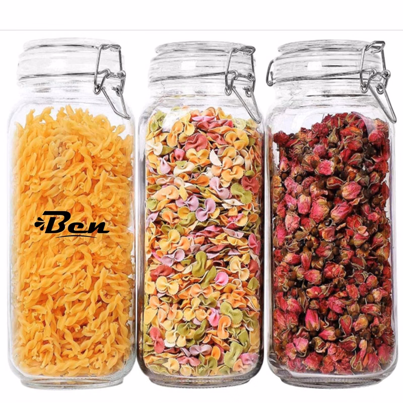 78Oz Glass Food Storage Jars With Airtight Clamp Lids