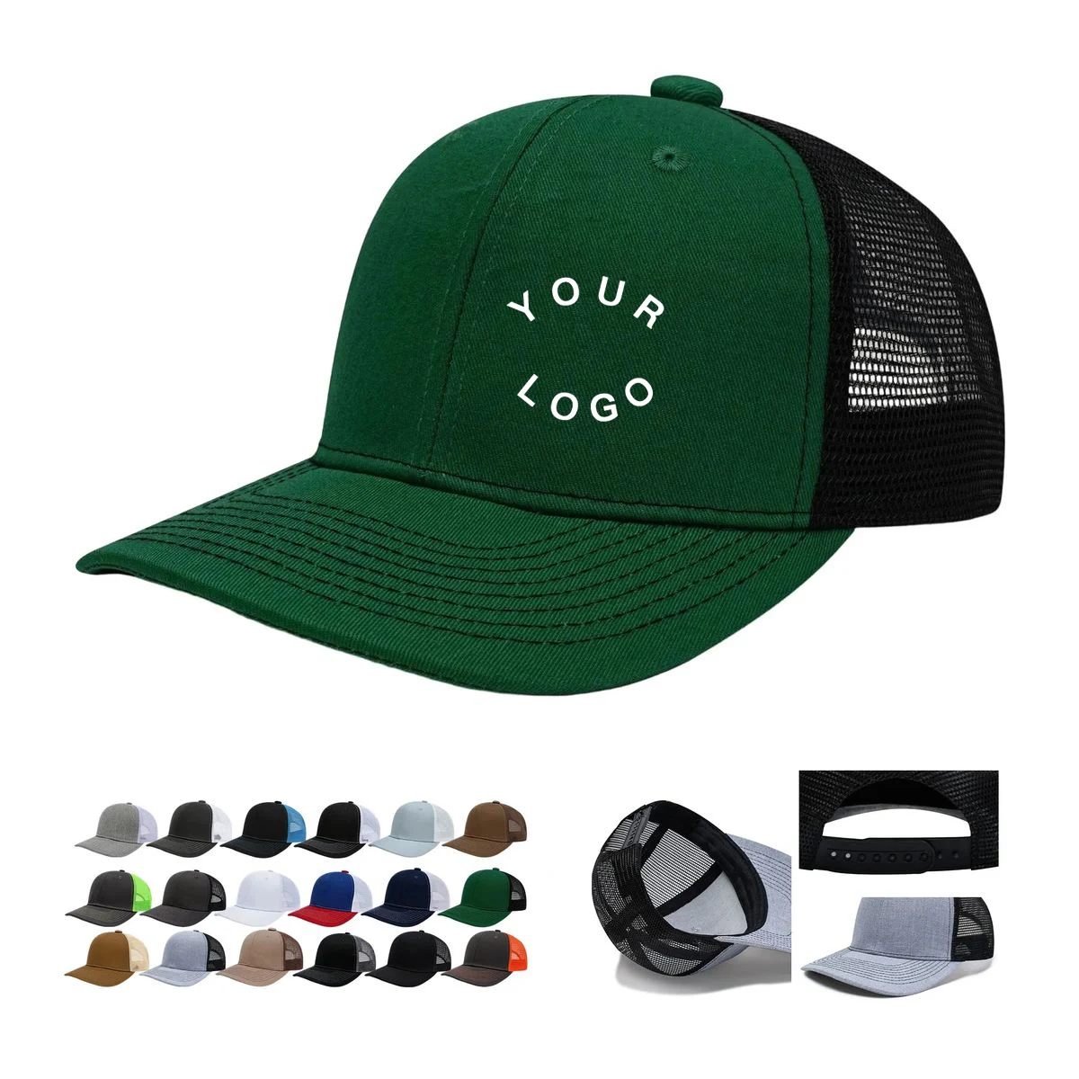Cotton Polyester Trucker Hat with Mesh Back 1