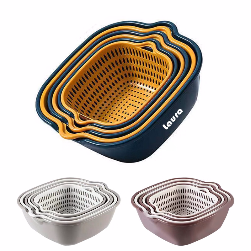 6pcs Double Layer Plastic Colander Basket