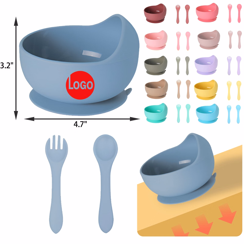 Colorful Toddler Suction Cup Silicone Bowl Set