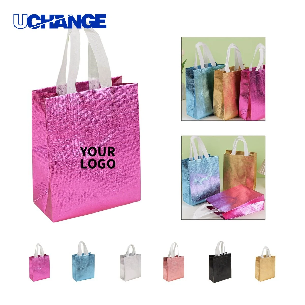 Glitter Tote Bag Carrier with Film Coating 11 x 12 Inches 1