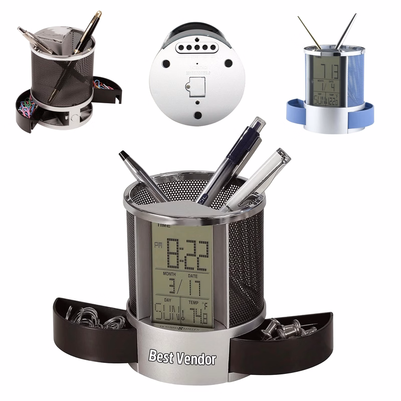 Digital Alarm Clock Pen Holder