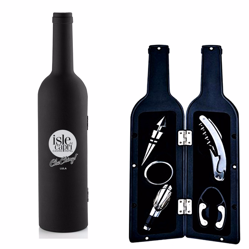 4 Pc. Wine Tool Set in Bottle 1 color 1 location Screen Imprint