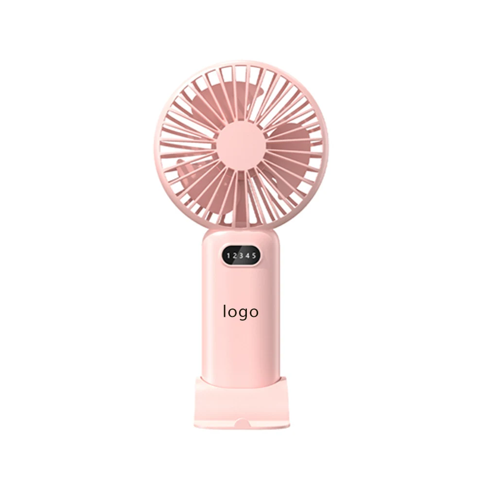 A handheld small fan with 5 wind speeds that can be used as a stand on a desktop 1