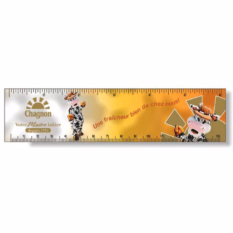 .020 White Plastic Rulers 1.5"x6.25" Rectangle / Square Corner, Full Colour