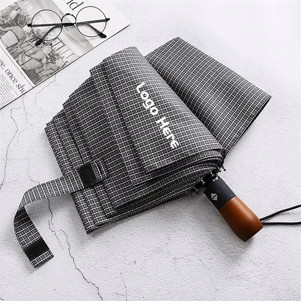 Wooden Handle Foldable Automatic Umbrella