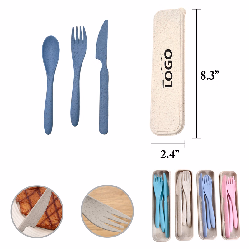 MOQ50 Eco Wheat Straw Cutlery Set