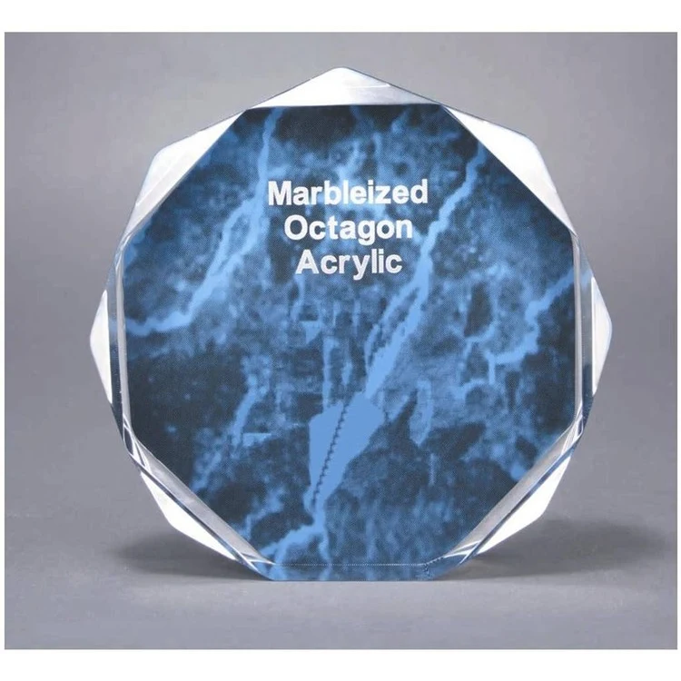 5" Blue Marble Octagon Acrylic Award 1