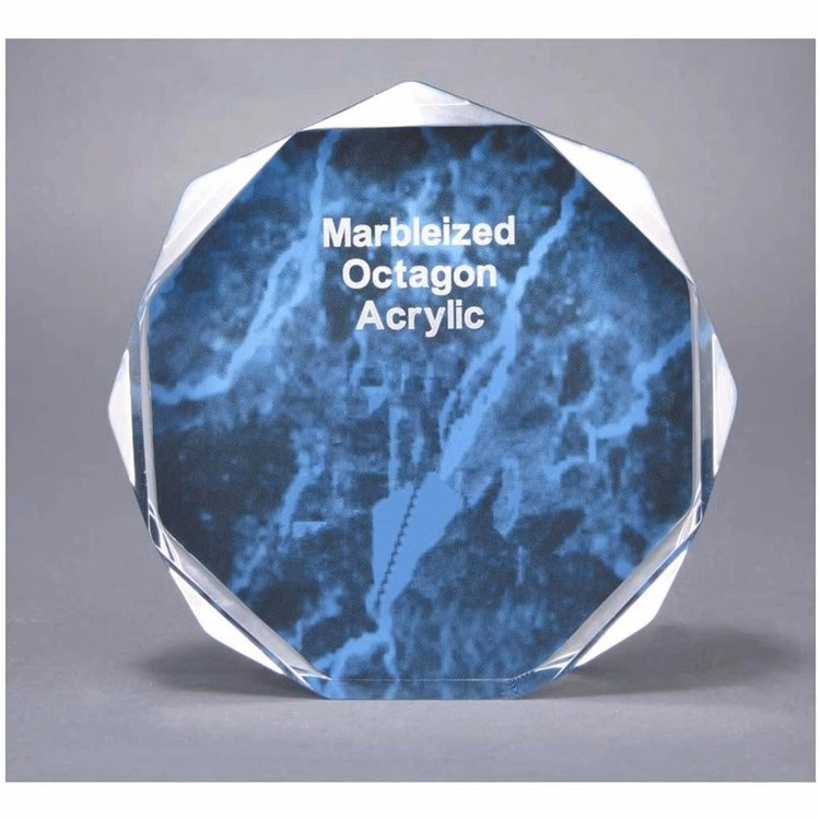 5" Blue Marble Octagon Acrylic Award