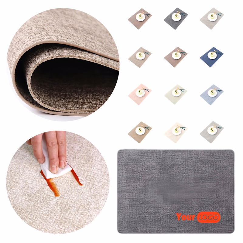 Rounded Corner Insulated Oil-Resistant Faux Leather Placemat
