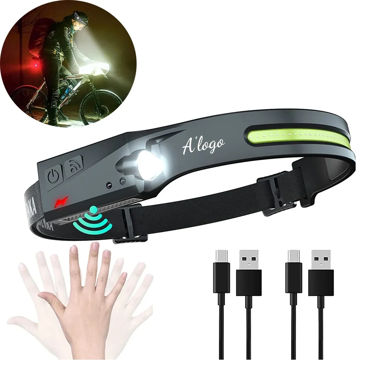 USB Charging LED Headlamp with Sensor Mode 1