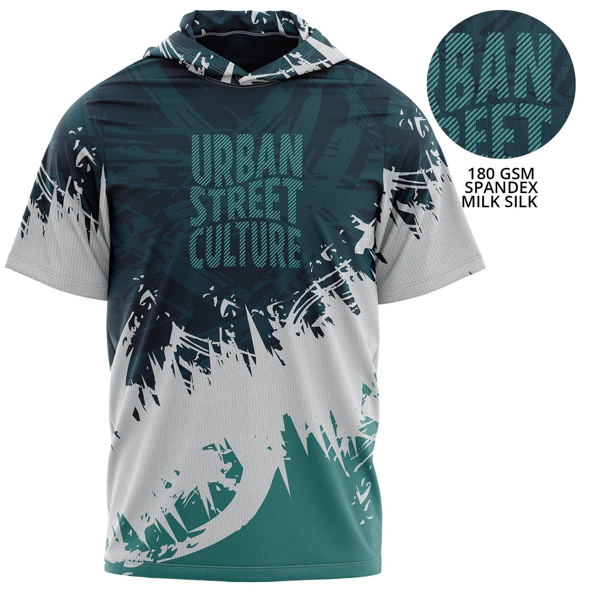 Unisex 180 GSM Spandex Milk Silk Sublimation Hooded T-shirt 1