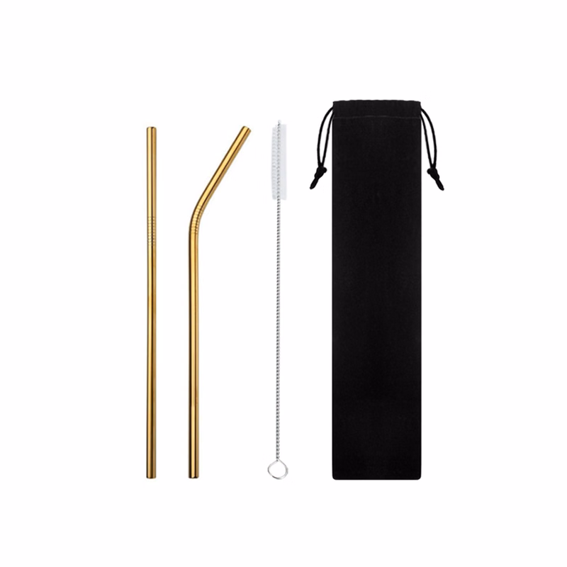 Three In One Reusable Stainless Steel Straw Set