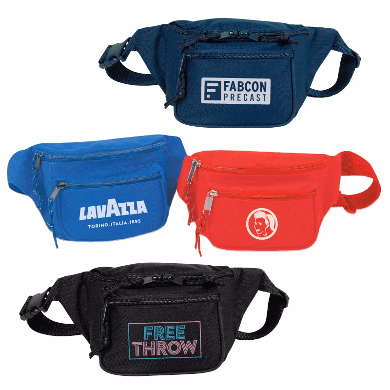 600D Polyester Triple Zipper Fanny Pack