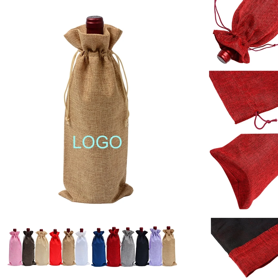 Burlap Wine Gift Bags With Drawstrings 1